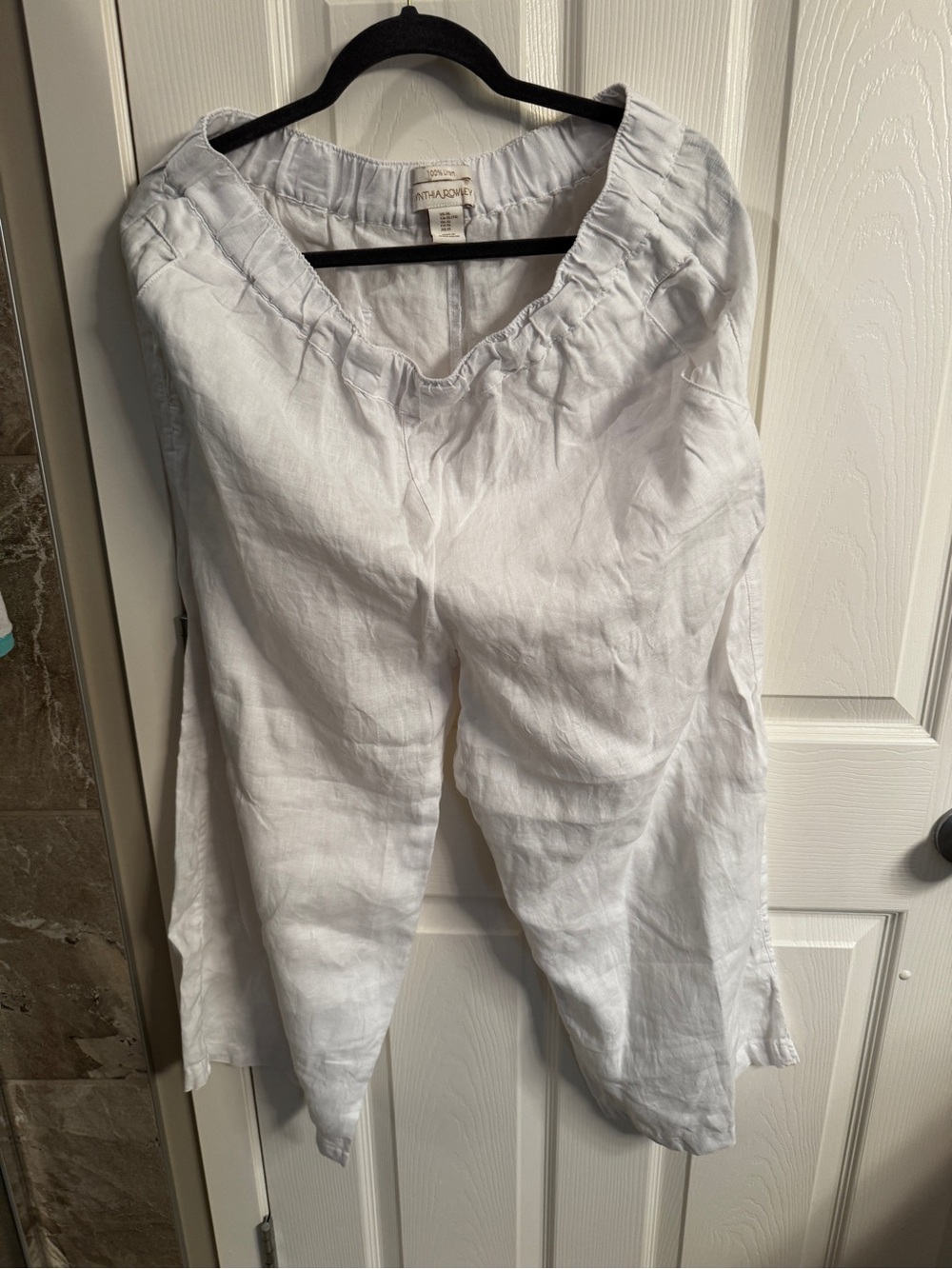 White Linen Pull-On Pants - Casual Relaxed Fit